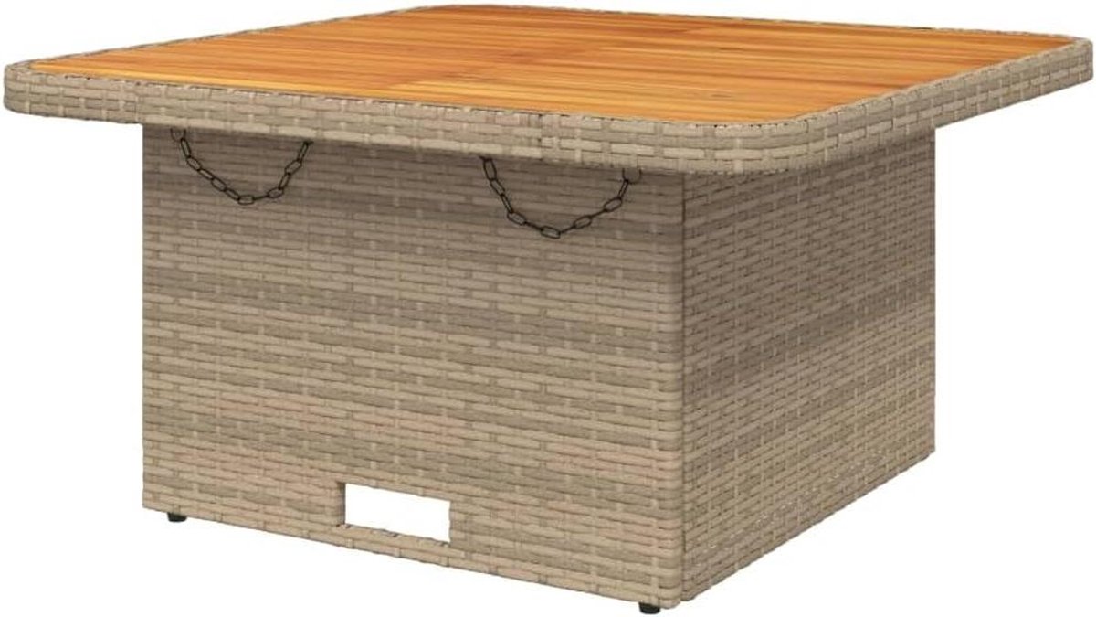 Tuintafel - Buitenmeubel Terrastafel - Buiten dineren - Verstelbaar tafelblad - 80x80x71 cm - Beige