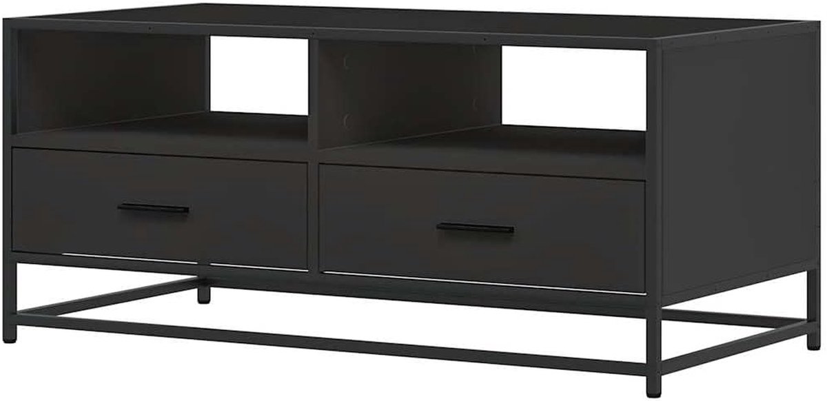 Salontafel - Koffietafel - Gezellig samenzijn - Stabiel metalen frame - 100x50x45 cm - Zwart