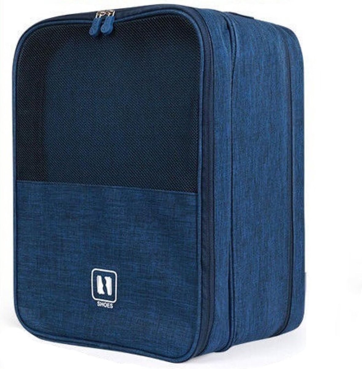 Draagbare en Waterdichte Schoenentas voor Reizen, 2 Laags, Geschikt voor Unisex, Donkerblauw, Ideaal voor Koffer en Organisatie