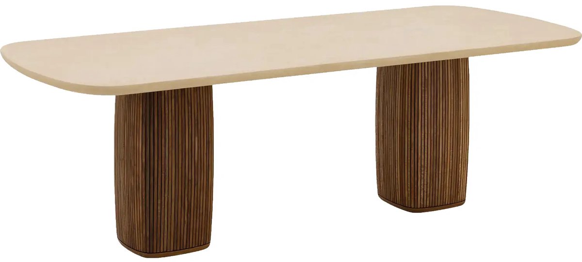 Goossens Eettafel Nova - 200 x 77 x 100 - mortex - beige - rechthoekig - 6 personen light sand