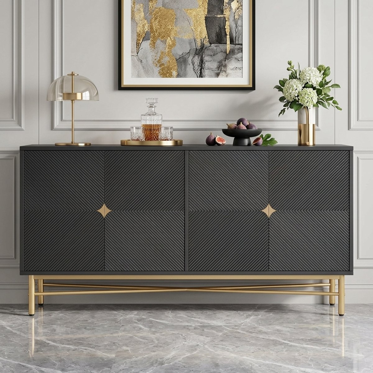 Kast - 160x40x82 cm - Zwart - Novihome