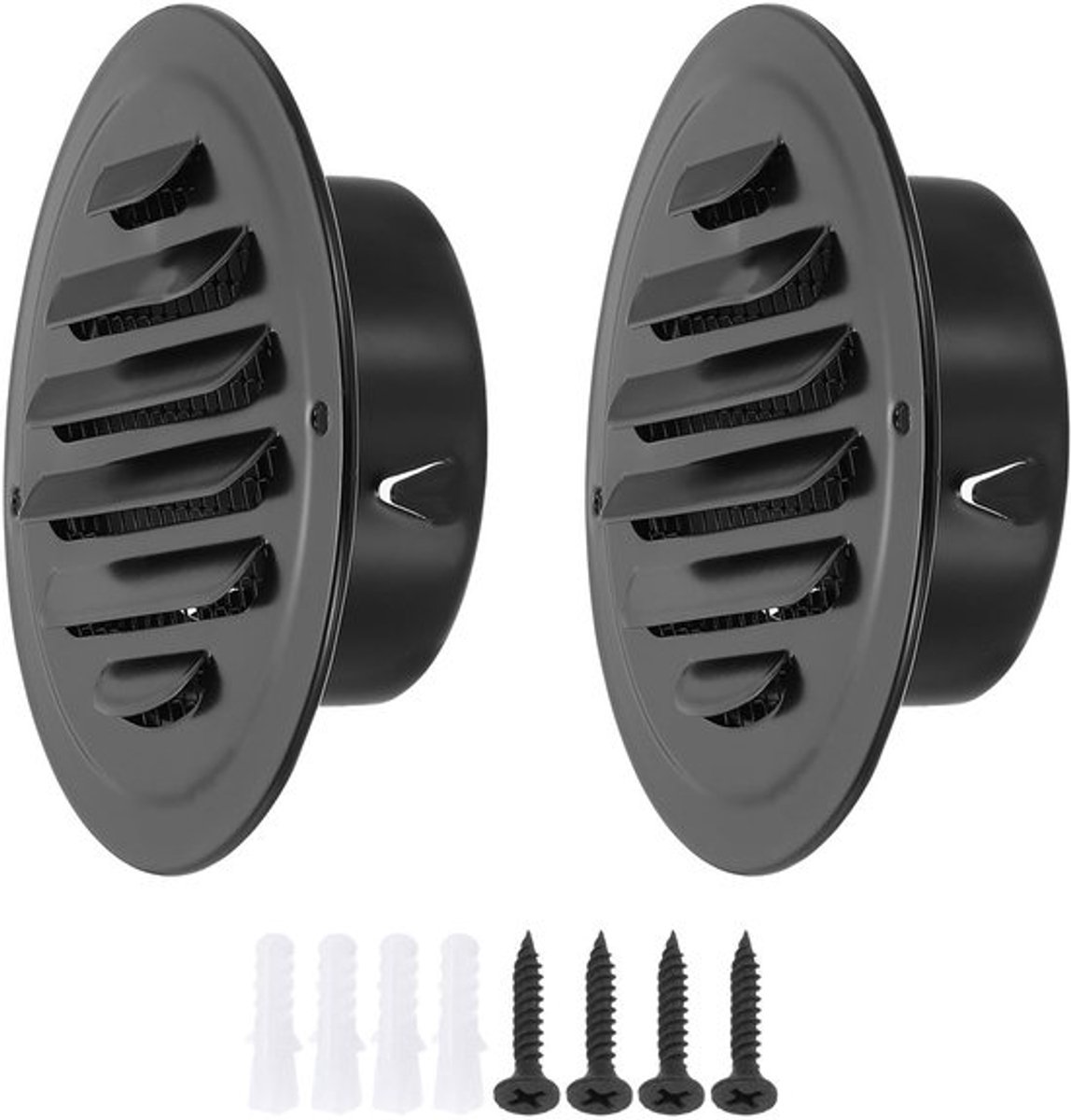 3" Ronde Ventilatierooster Bedekking - 2 Stuks RVS Gelouwerd Wand Inlaat Uitlaat Grill Screen - Zwart