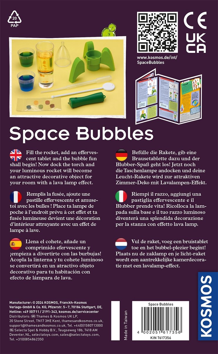 KOSMOS Space Bubbles - Experimenteerset - Maak een Bubbelraket en Lavalamp - Ontdek de Kracht van Water, Olie en Bruistabletten - Inclusief LED-verlichting - STEM Speelgoed - Vanaf 8 Jaar — afbeelding 2