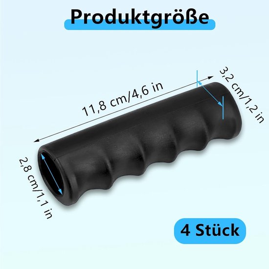 4x Vervangende Handvatten voor Kruiwagen en Steekwagen - Zwart Antislip Rubber — afbeelding 5