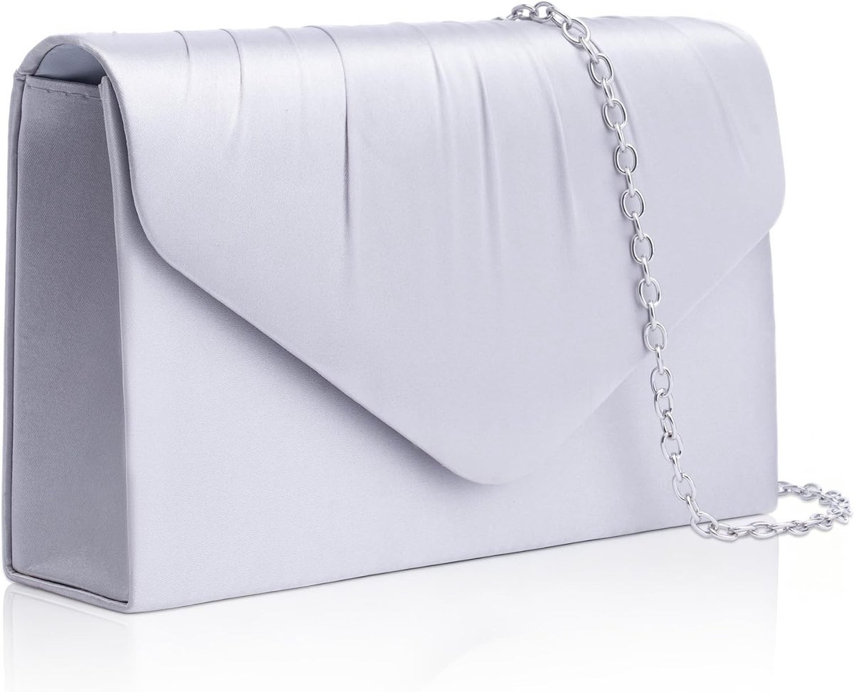 Elegante envelop-handtas voor dames als crossbody schoudertas voor bruiloften, feesten en speciale gelegenheden in zilver