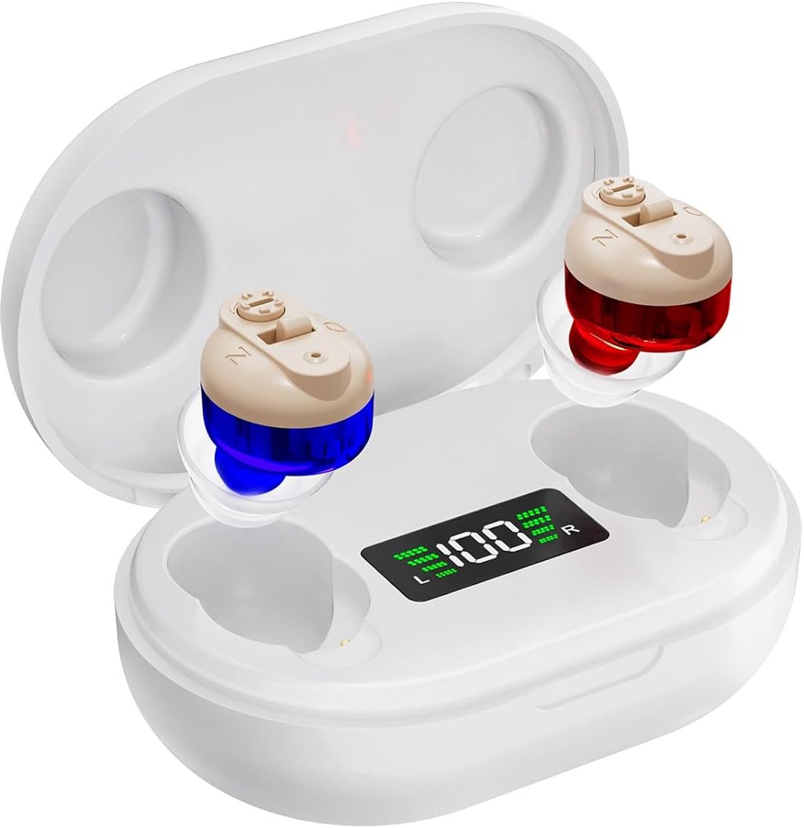 OTC Hearing Aids for Seniors - Rechargeable Invisible Hearing Aids with AI Noise Cancellation, 100+ Hours Battery Life, Comfort Fit Ear Canal Design