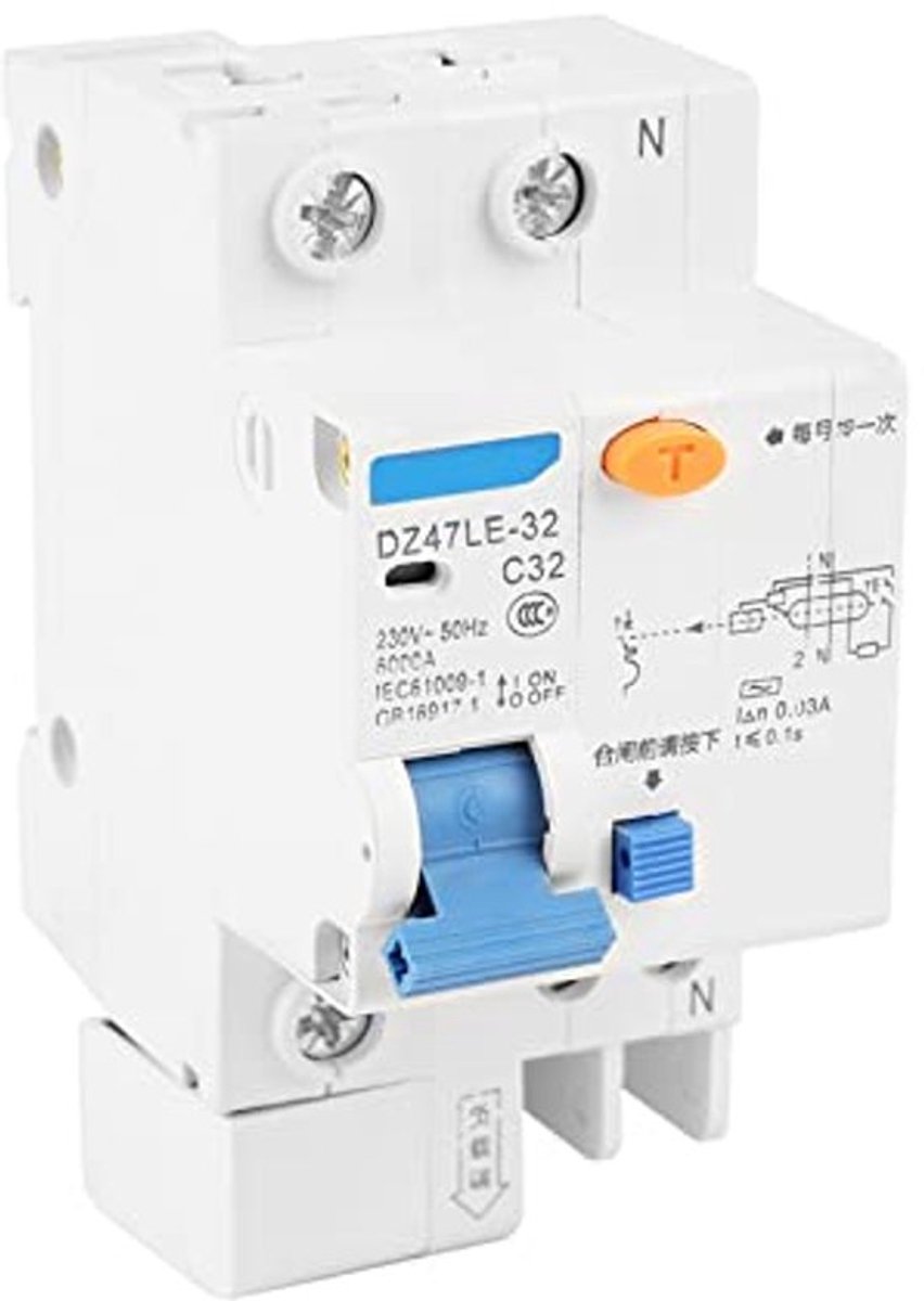 DZ47LE-32 1p N, 30mA 230V Salvavita 32a C32 FI stroomonderbreker