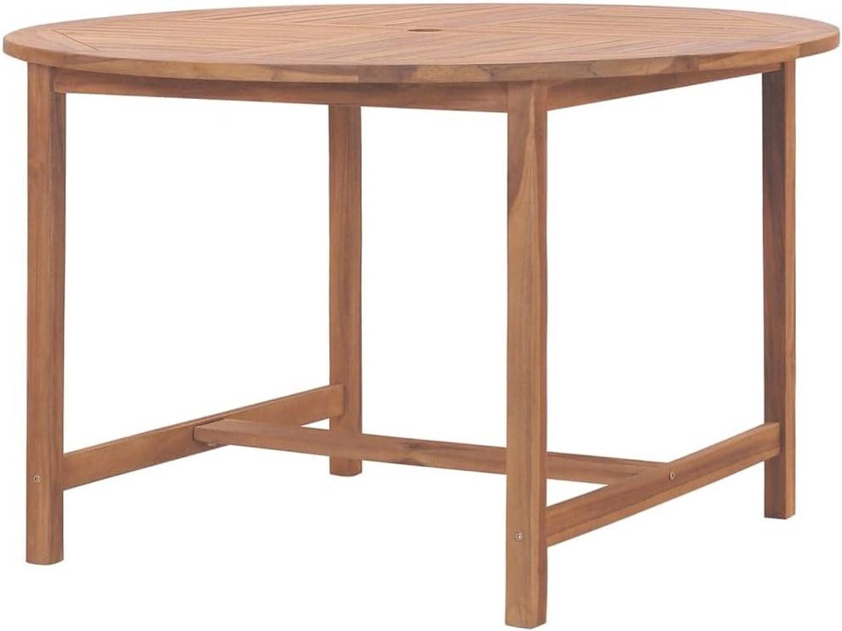 Tuinstafel Hout - Eettafel Rond - Buiten Eten - Massief Teak - Ø110x75 cm - Natuurlijk Hout
