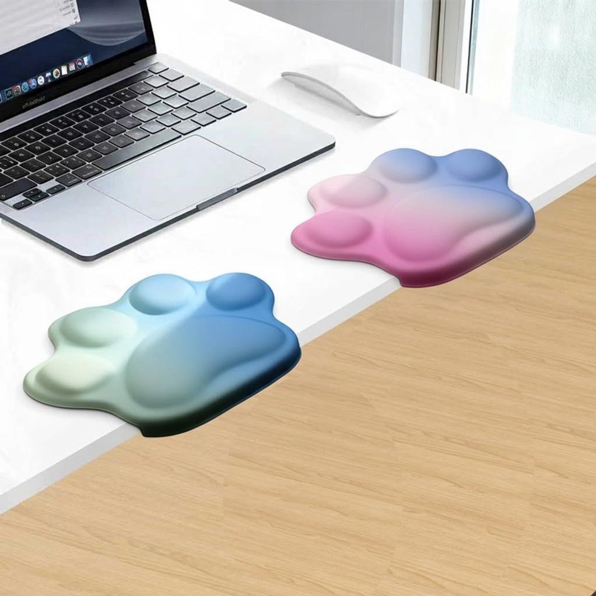 Ergonomische L-vormige polssteun voor bureau, antislip, 2 stuks, ideaal voor werk en gaming, visco-elastisch schuim