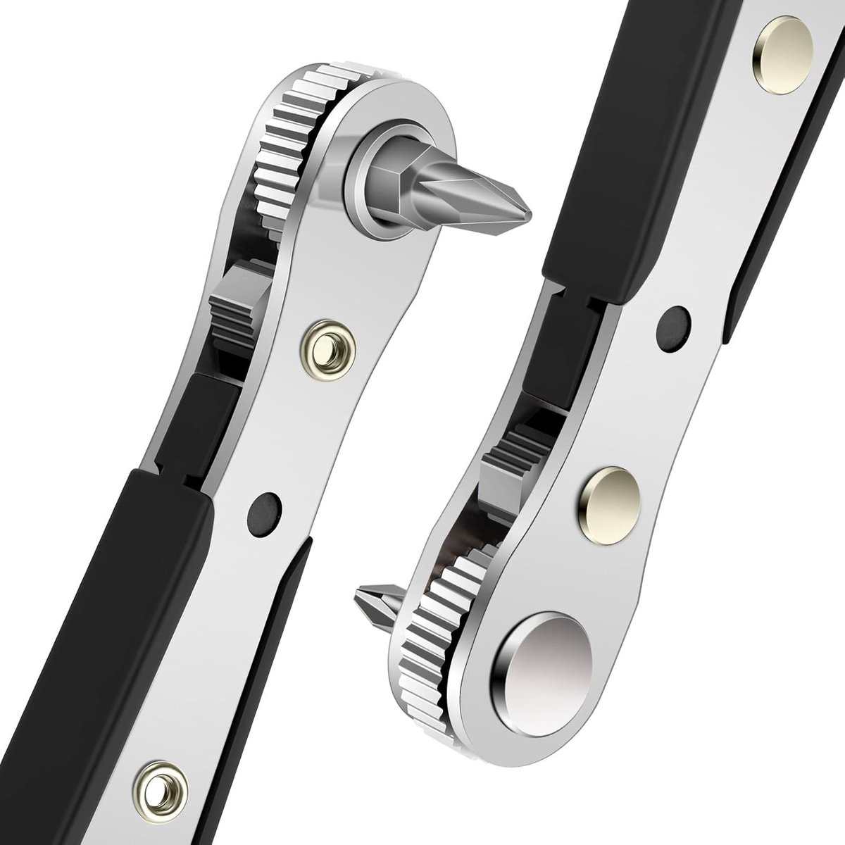 Mini Ratchet Wrench en Magnetische Phillips Schroevendraaier voor Krappe Ruimtes, 1/4 Inch Aandrijving, Hoge Koppel en Omkeerbare Offset Schroevendraaier met Bit Set van 11 cm