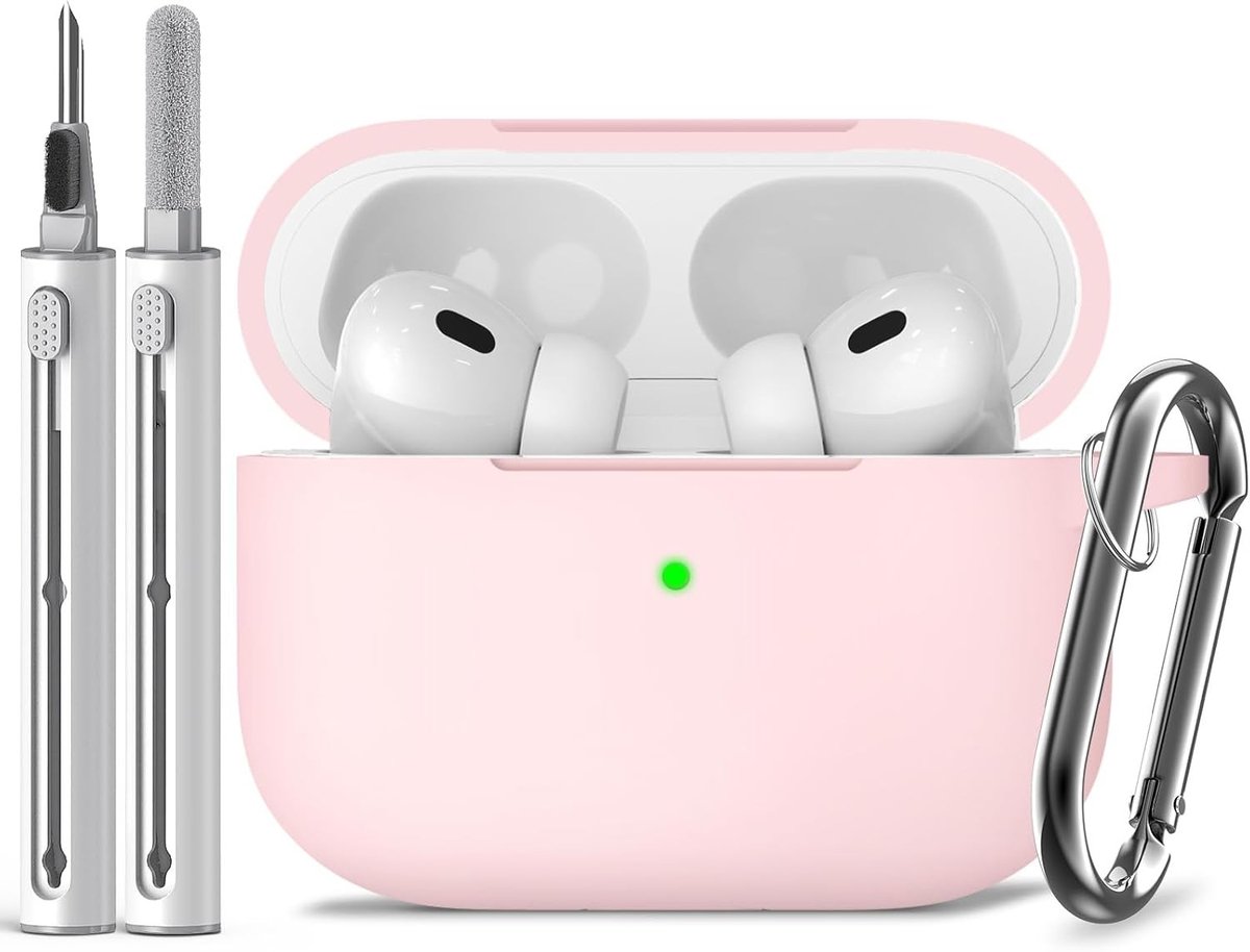 Silicone Beschermcase voor AirPods Pro 2e Generatie met Schoonmaakset - Unisex Design in Lichtroze, Ideaal voor Bescherming en Stijl