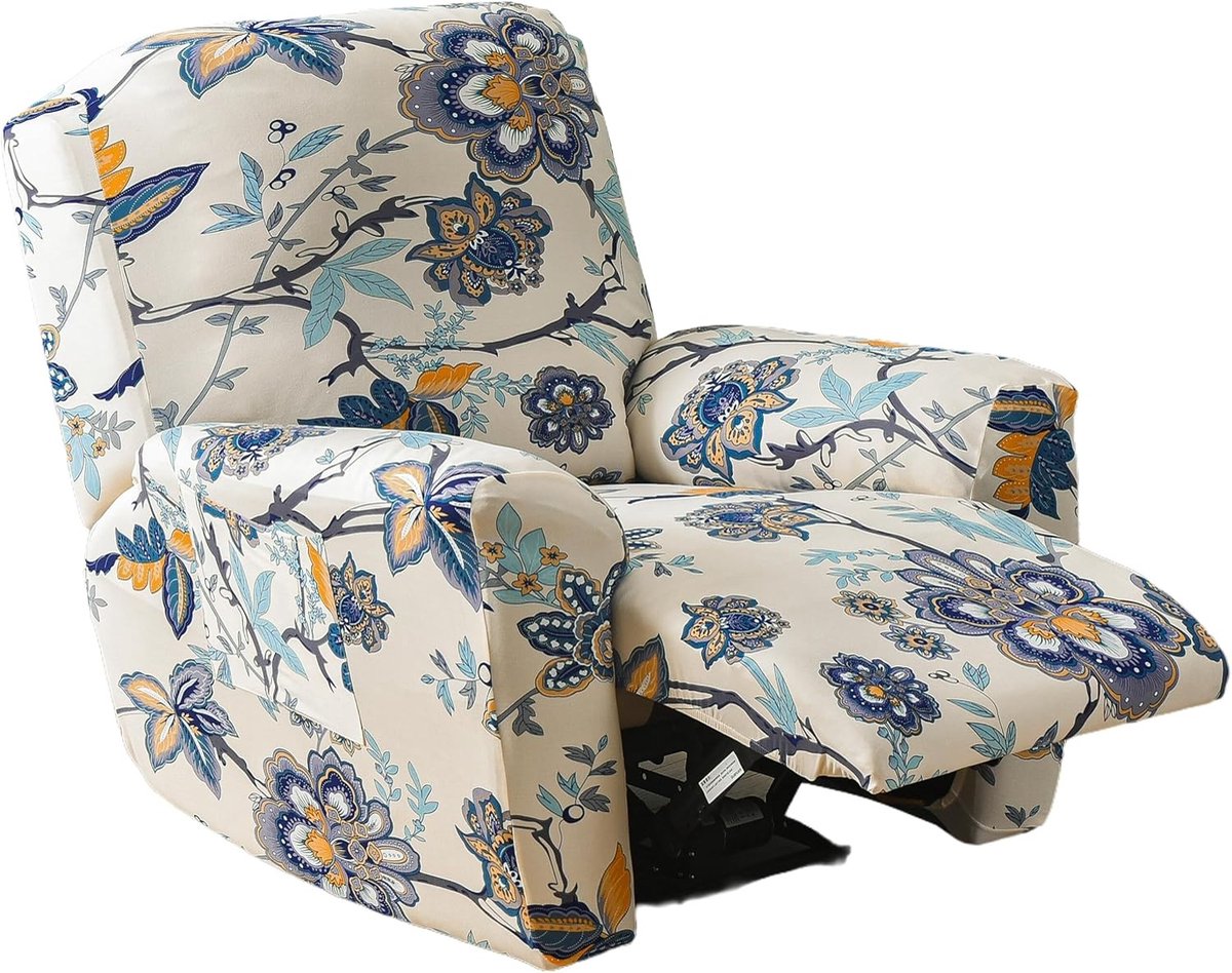Sessel Covers voor Relaxstoelen, Elastische Bescherming, 4-delige Set met Opbergzakken, Ideaal voor Tuin en Binnengebruik