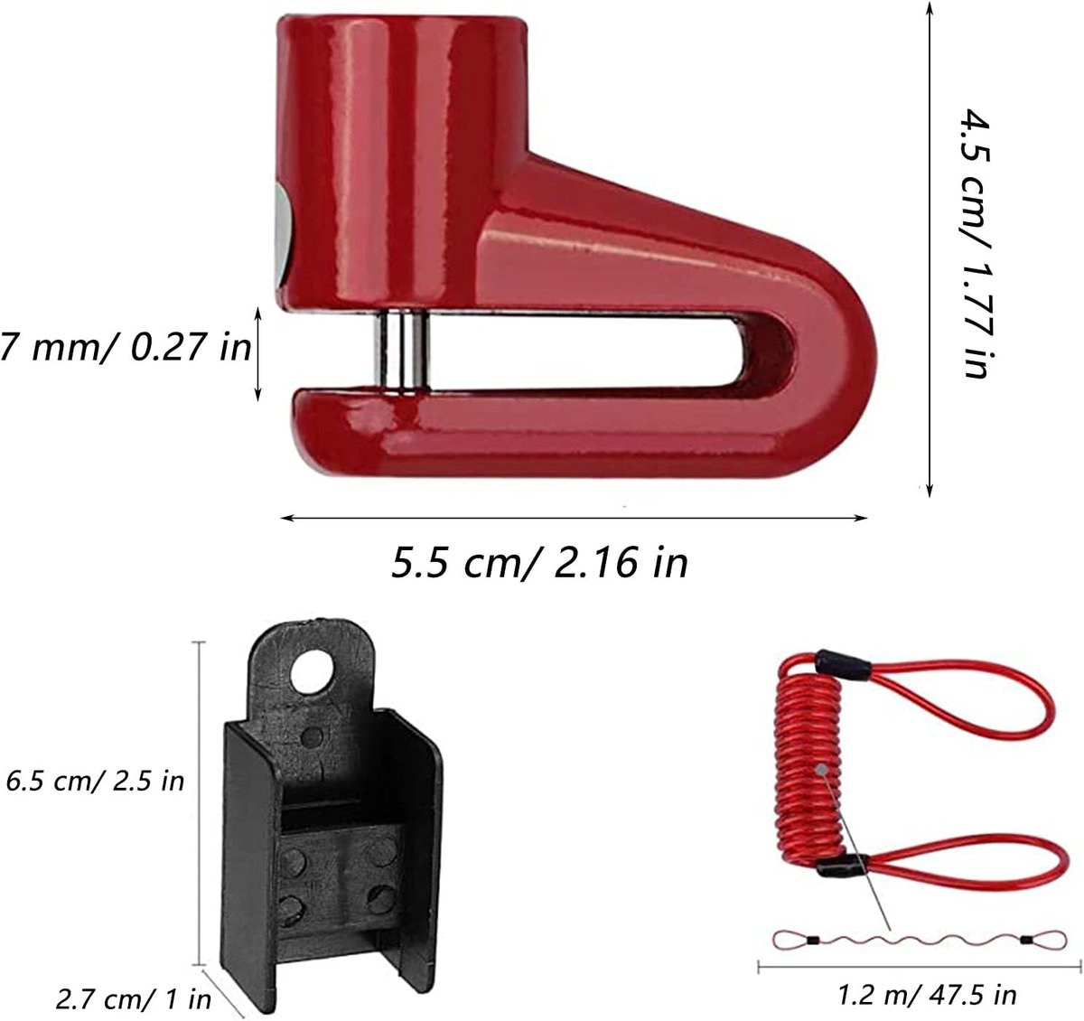 Schijfremslot Fatbikev - Step - Remschijfslot Met Reminder Kabel En Houder - Elektrische Step Accessoires - Voor E-Bike / Motor / Scooter / Elektrische Step / Fiets - Anti-Diefstal - Zwart – foto 6