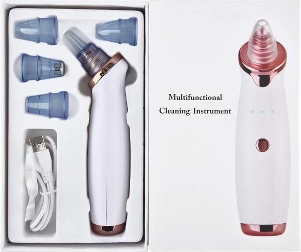 Blackhead remover - Elektrische poriënreiniger - Vacuum blackhead eater - Poriën reinigen - Pore cleaner - Anti acne - Skincare - Gezichtsverzorging - Incl. 5 opzetstukken en oplaadkabel - Jonyx