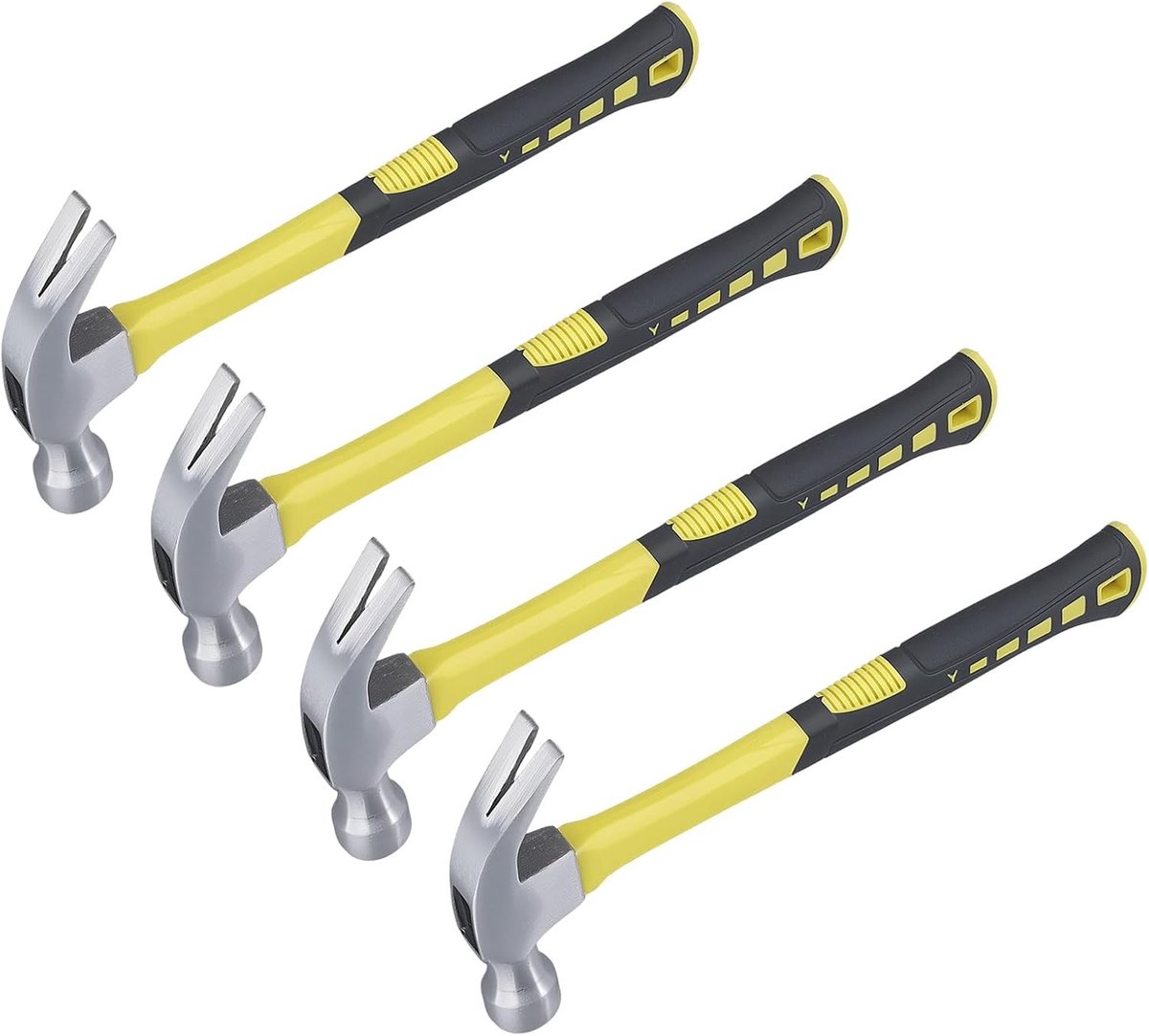4 Stuks 16 oz Klauwhamer, 13 Inch Carbon Staal Gebogen Hamer met Ergonomische Grip voor Spijker Verwijderen, Huishoudelijk Gebruik, 500g
