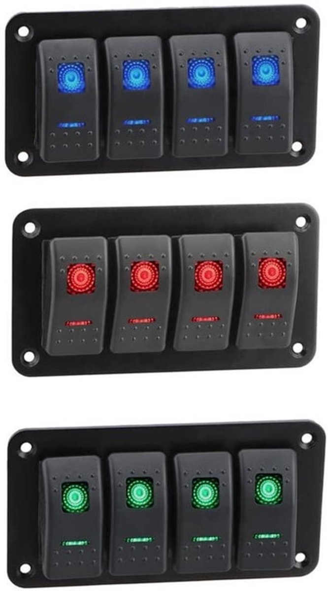 Aluminium Paneel Switch voor 3/4/5/6/8 Bende Schakelbord - DC12V / 24V 240W voor Auto, RV, Yacht - Gemodificeerd 12-24V ROCKER Schakelpaneel