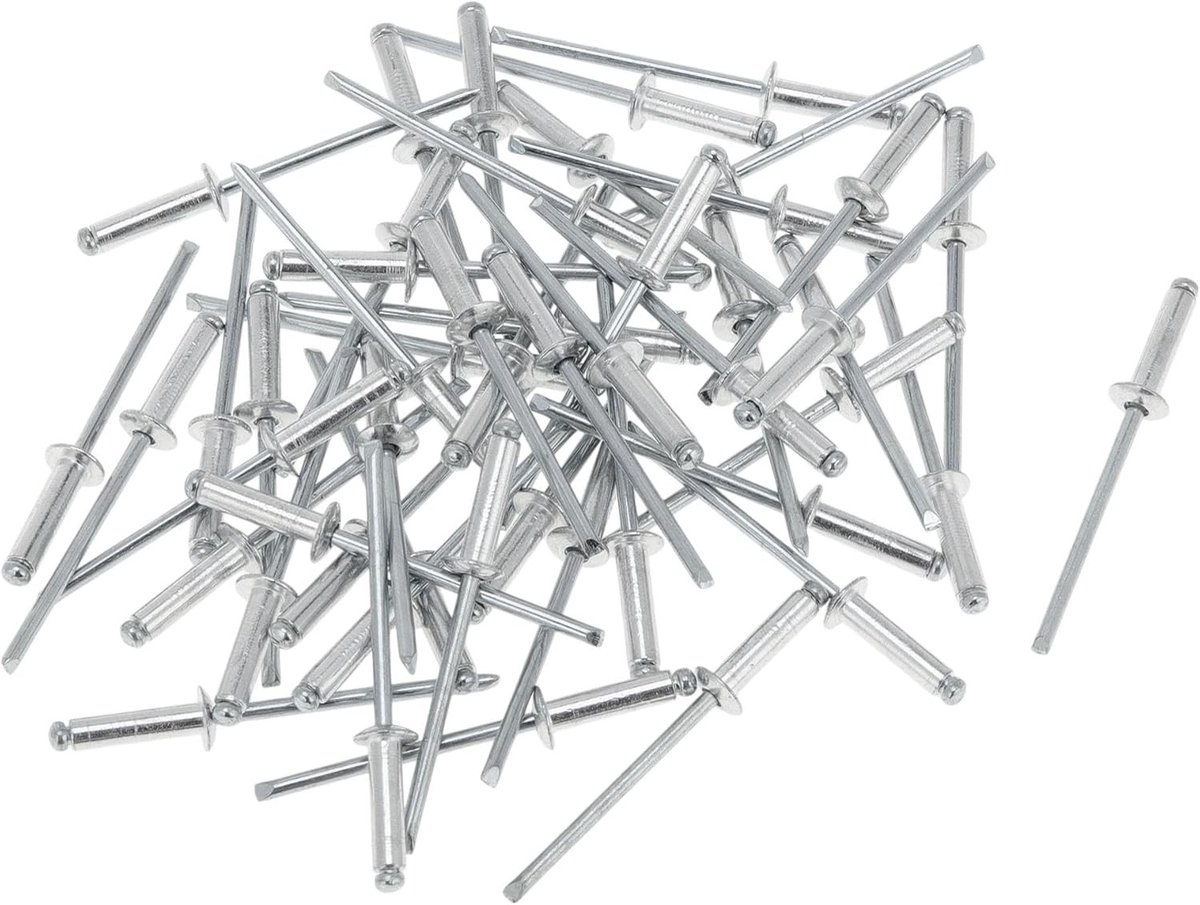 Dome Head Klinknagels met Grote Flens - 50 Stuks, 3,2 mm Greepdiameter, Aluminium, Ideaal voor Verbouwing en Meubelconstructie