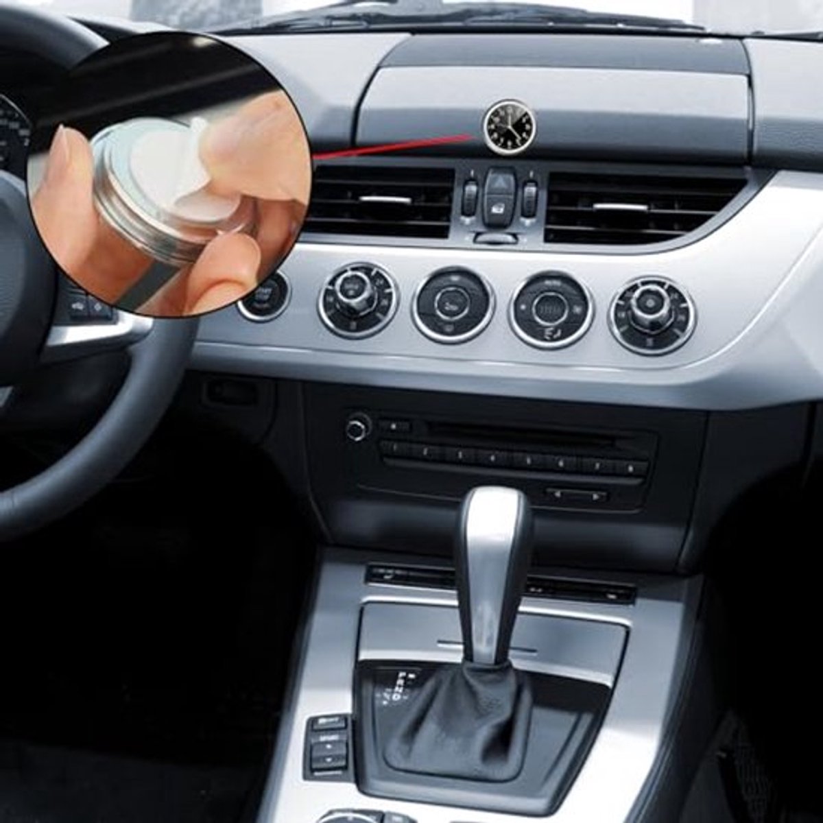 2 stuks autoklok: mini-autodashboardklok, autoventilatieklok, autoklok met dubbelzijdige sticker en ventilatieclip, kwartsautoklok voor auto-interieurdecoratie, klein