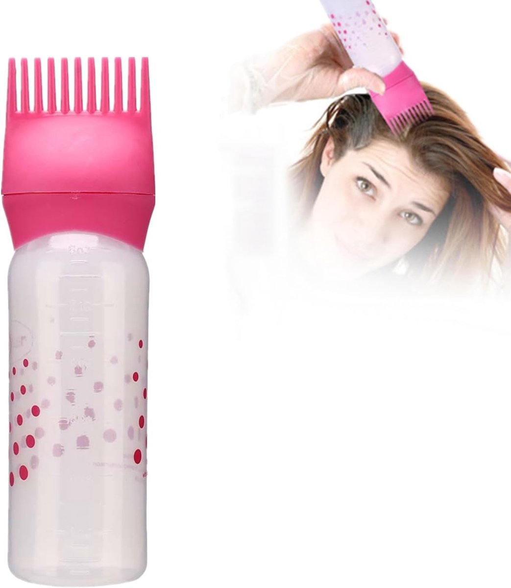 Haarverf Applicator Fles met Borstel, 170ml voor Precisie Toepassing en Gemakkelijk Gebruik (Roze Rood)