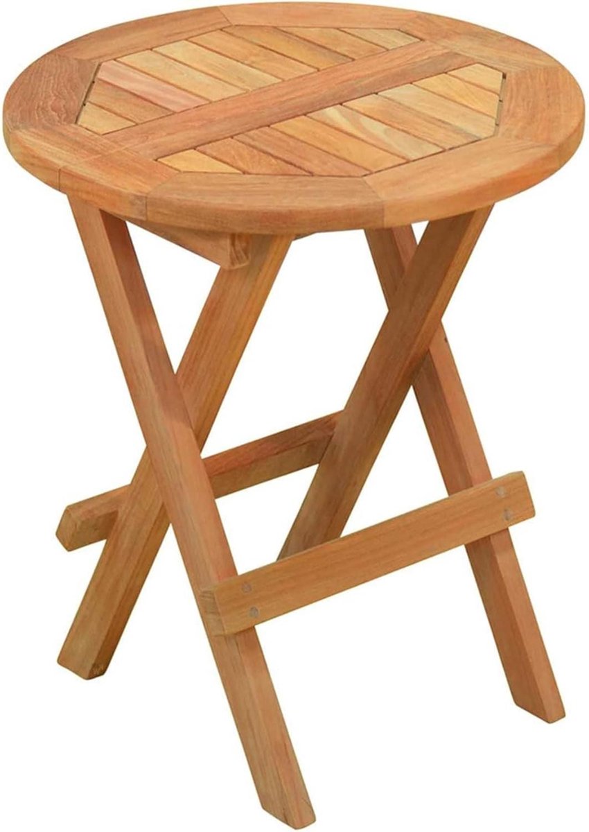 Ronde bijzettafel - Tuinmeubel Balkontafel - Buiten Zitten - Inklapbaar Weerbestendig - 40 cm - Natuurlijk