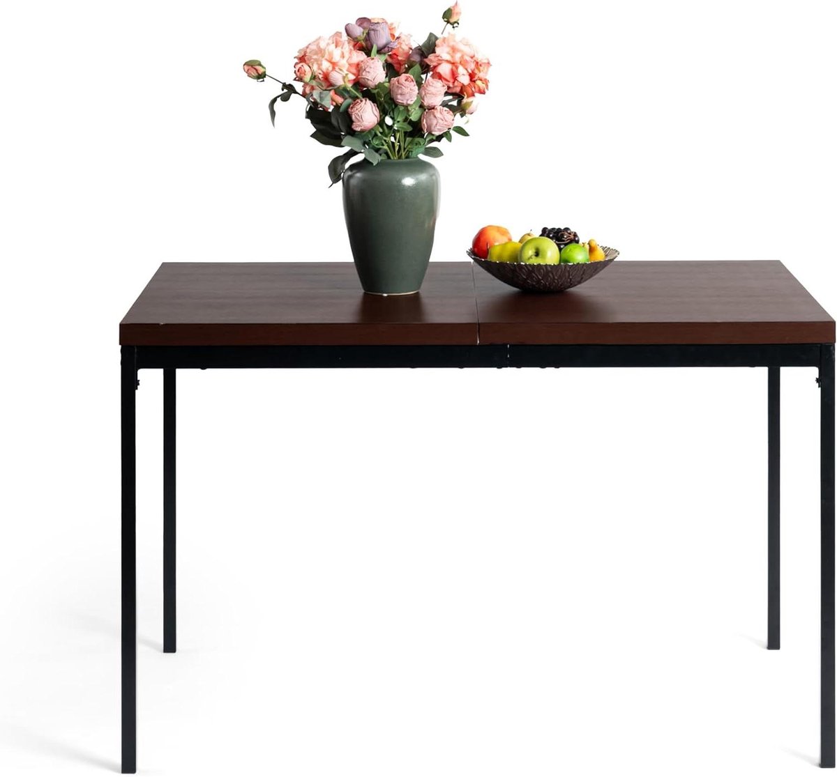 Eettafel Rechthoekig - Keukentafel Bureau - Eten Werken - Krasbestendig Tafelblad - 120x70x75 cm - Donker Houtkleur