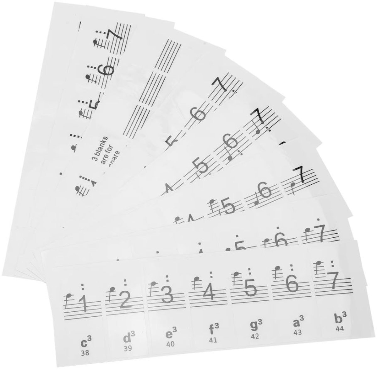 Pianostickers - Keyboard stickers - Toetsenstickers - Piano key stickers - Stickers voor piano - Muzieknoten - Noten lezen - Pianospelen - Zwart - Jonyx