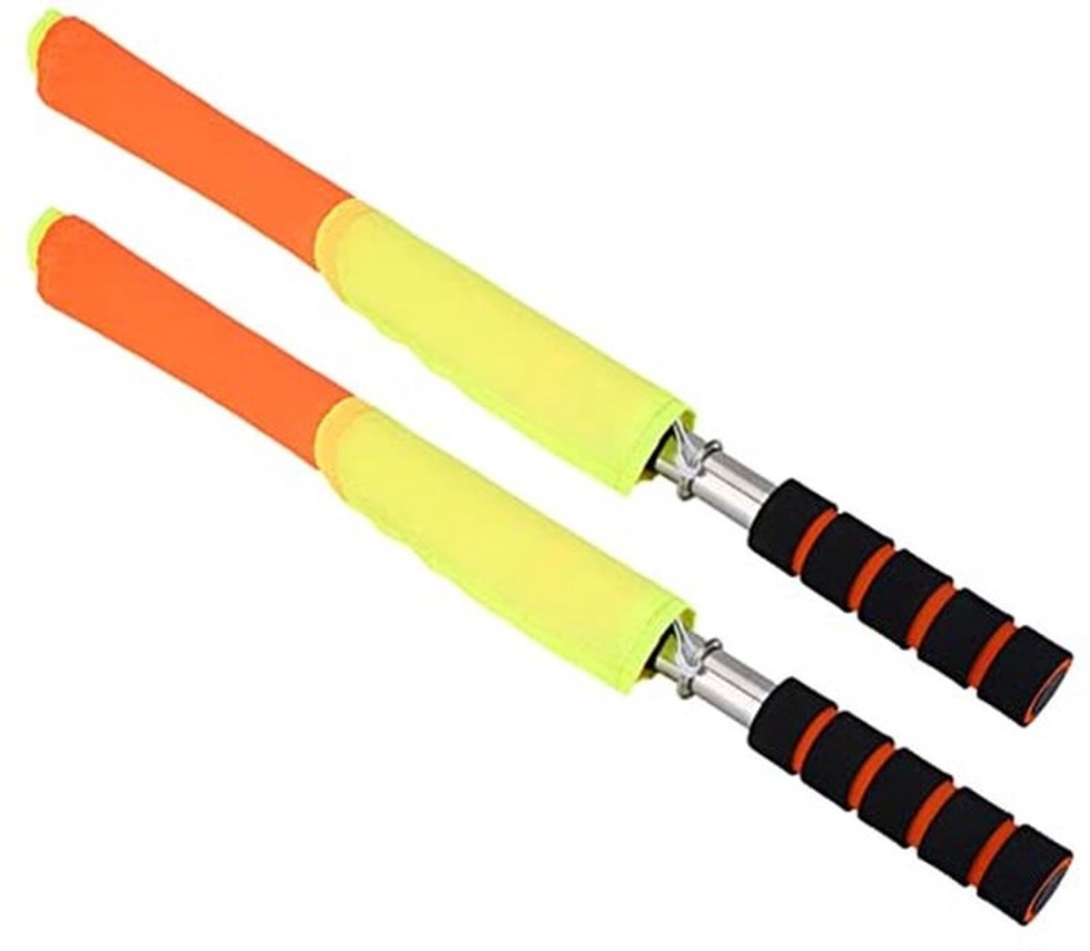 Set van 2 grensrechtervlaggen met opberghoes, geschikt voor voetbal en hockeywedstrijden, ideaal voor training en scheidsrechtergebruik