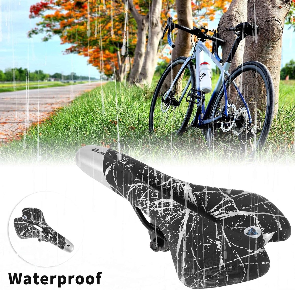 Ademend en schokabsorberend fietszadel voor mountainbike en racefiets, comfortabel en duurzaam ontwerp voor mannen en vrouwen, zilverkleurig