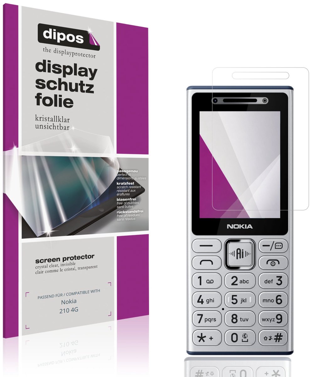 dipos – 4x Beschermfolie geschikt voor Nokia 210 4G | Krasbestendige & heldere Screenprotector Ultra-Thin