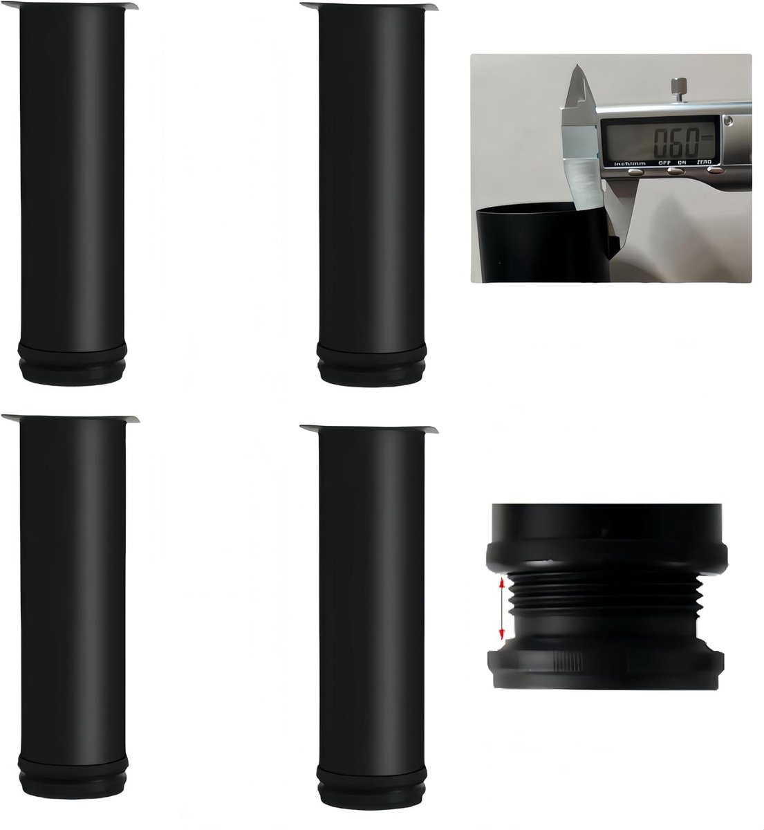 Meubelpoten - Kastpoten Tafelpoten - Meubels Stabiliseren - Verstelbaar Tot 15mm - 4 Stuks - Zwart