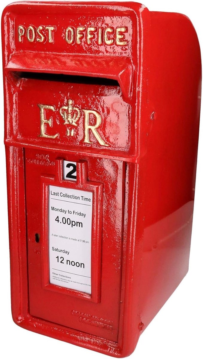 Brievenbus Gietijzer - Postbox Replica - Briefpost Ontvangen - Afsluitbaar Met Sleutels - 60 x 37 x 25 cm - Rood