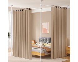 Ruimteverdeler Paravent - Scheidingswand Scherm - Ruimtes Scheiden - Zonder Boren Installeerbaar - 227-312 cm Hoog - Wit