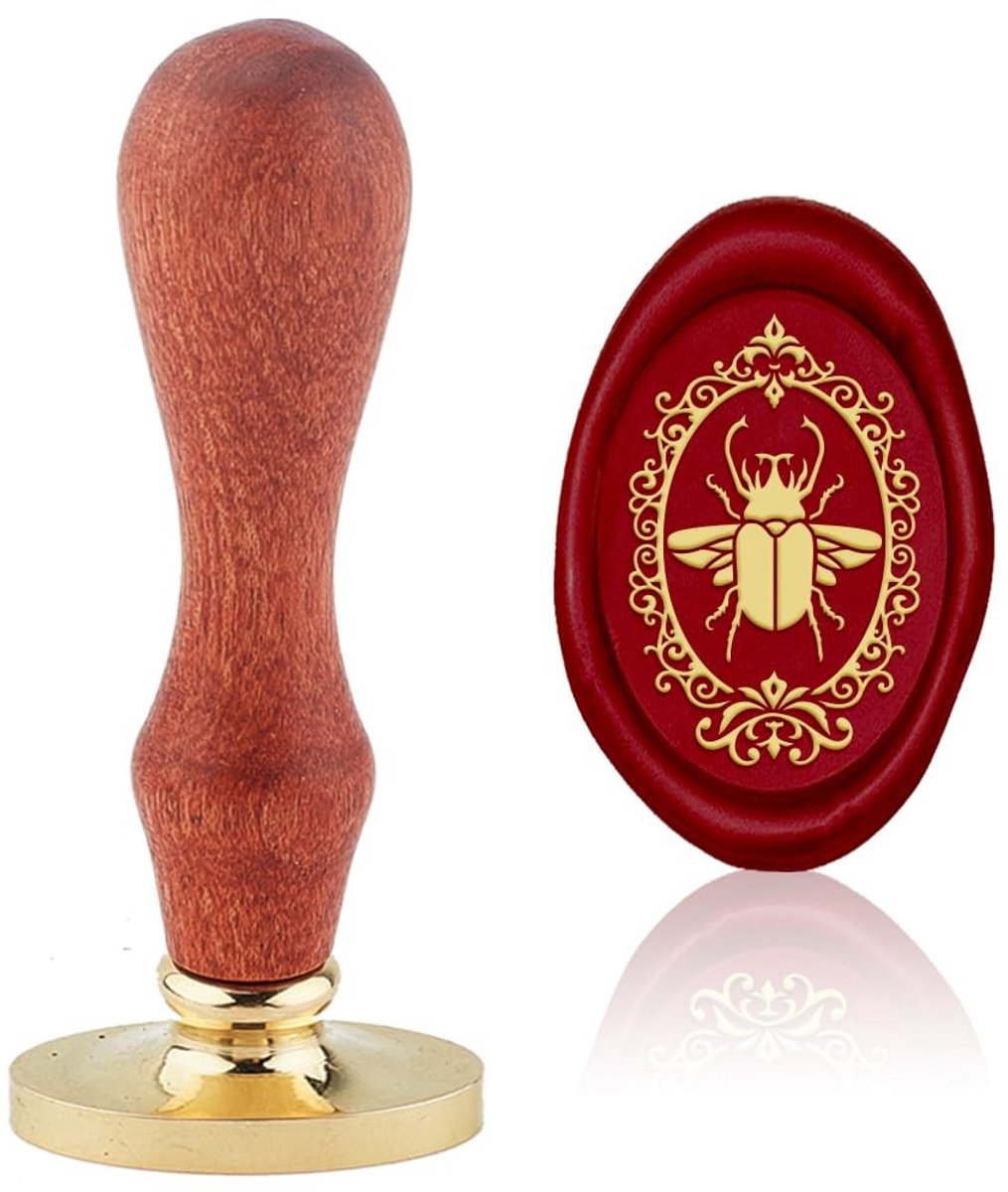 Dailygoods- Zegelstempel Retro Kever - Verwisselbare Enveloppen - Vintage Insect - Messing Kop - Houten Handvat - Eenvoudig in Gebruik - Waszegel