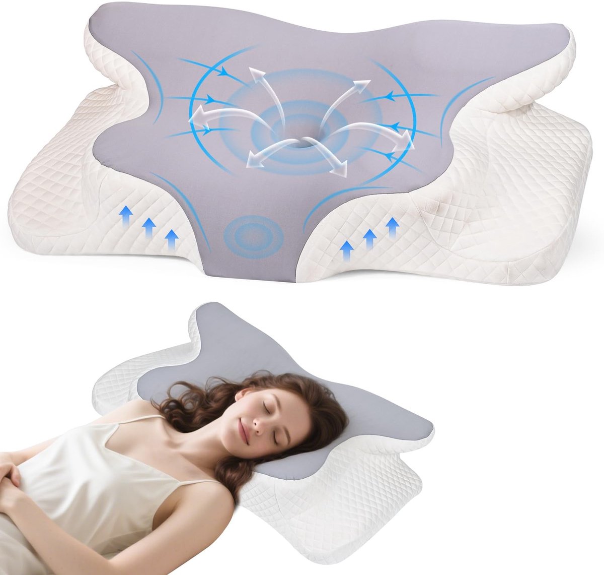 Dailygoods- Nekkussen Ergonomisch - Traagschuim - Twee Hoogtes 9/12 cm - Afneembare Wasbare Hoes - Optimale Slaapcomfort - Natuurlijke Uitlijning - Slaapkussen