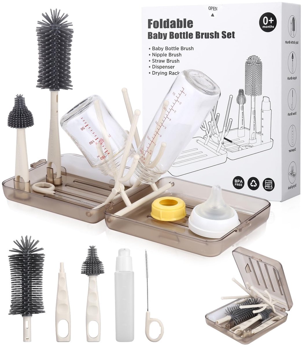Dailygoods- Reisflessenborstel - Opvouwbare Flessenhouder - Reisflessenborstelset - Essentieel voor Reizen - 1 Stuks - Handig voor Kinderen - Flessenborstel