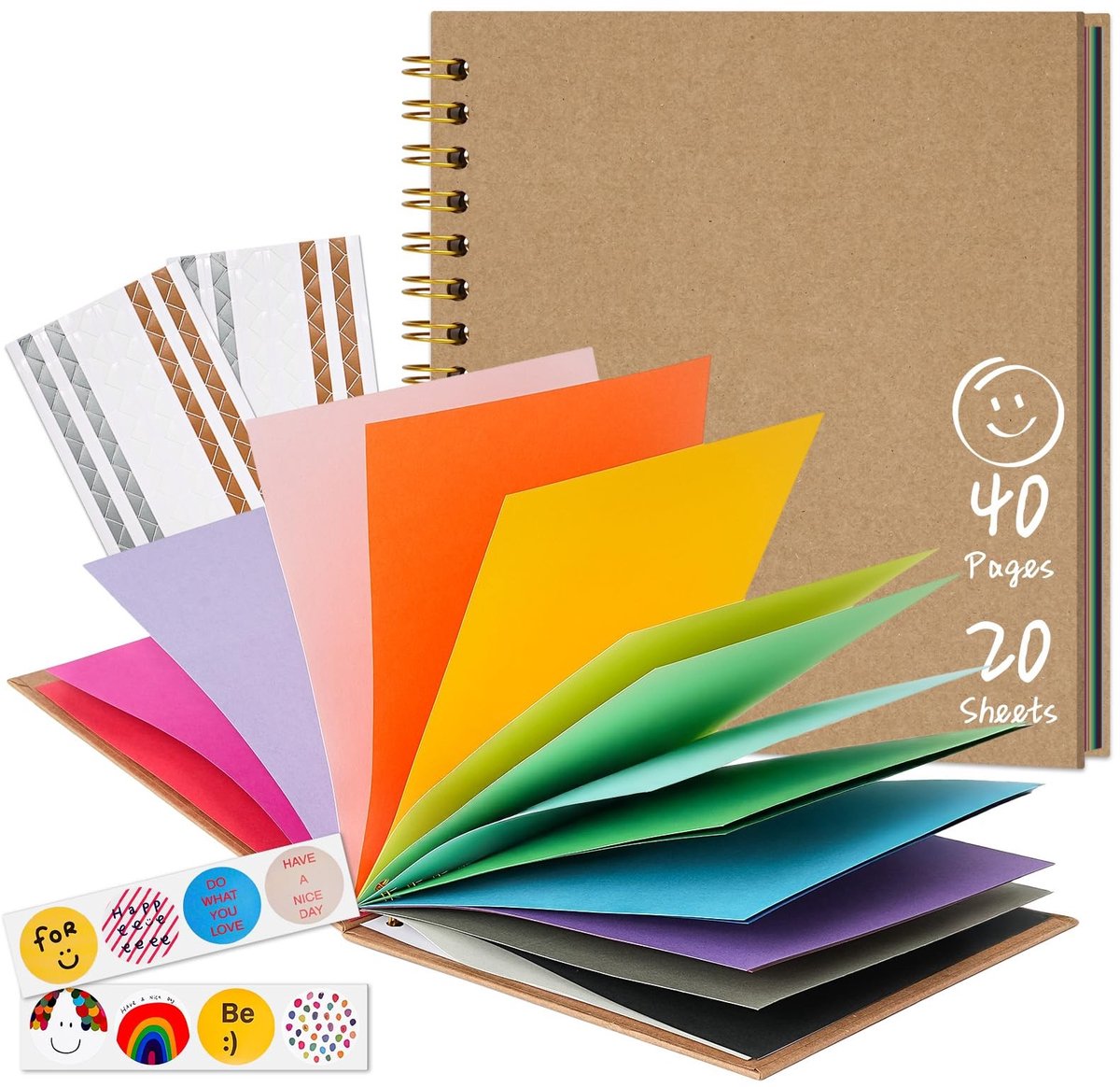 Dailygoods- Plakboek 20,5 x 20,5 cm - DIY Fotoalbum - 40 Kleurrijke Pagina's - Creatief Album - Voor Kinderen - Stimuleert Creativiteit