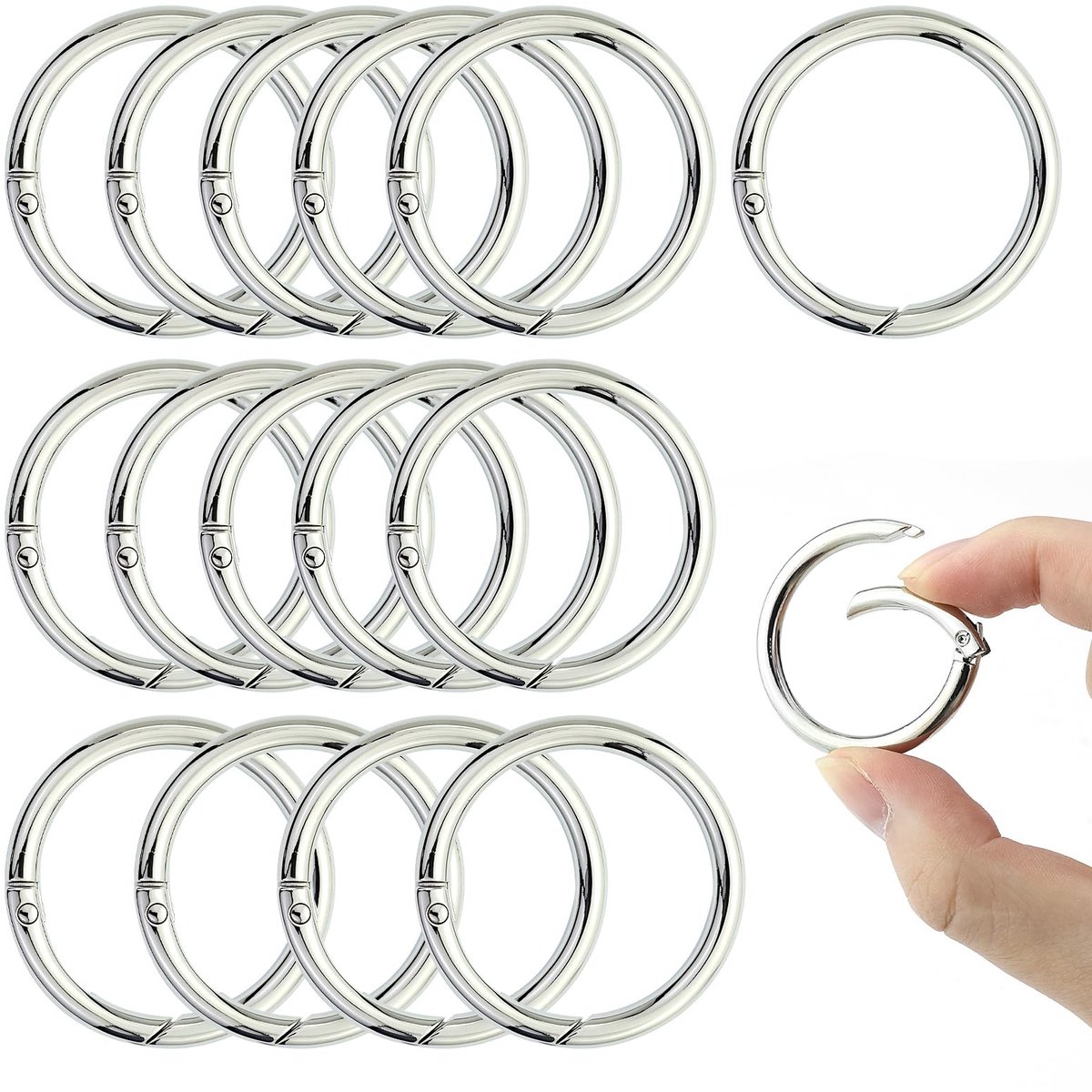 Dailygoods- Karabijnhaak 40 mm - Ronde Karabijnhaak - Sleutelring - Musketonhaak - 15 Stuks - Roestvrij Staal - Corrosiebestendig - Sleutelhanger