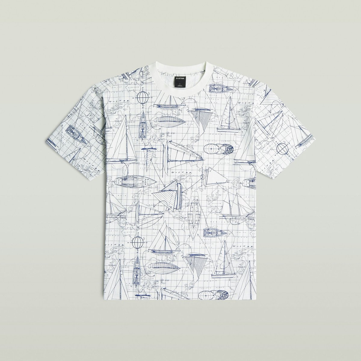 G-Star Aop relaxed r t Heren T-shirts Milk Boat Blueprint