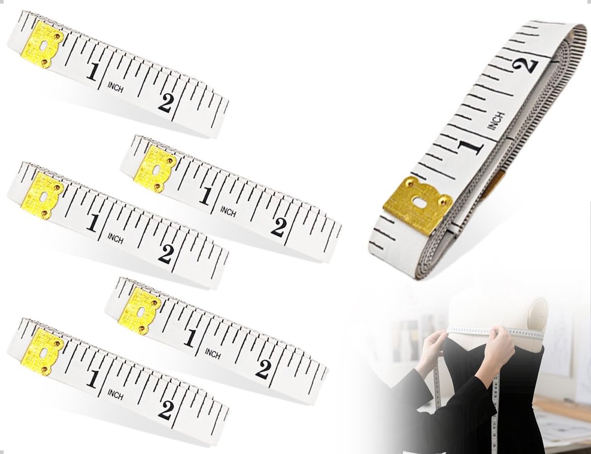 Dailygoods- Lint 5 Meter Dubbelzijdig - Meetlint - Naaien - Doe-het-zelf - Flexibel - Metalen Beschermers