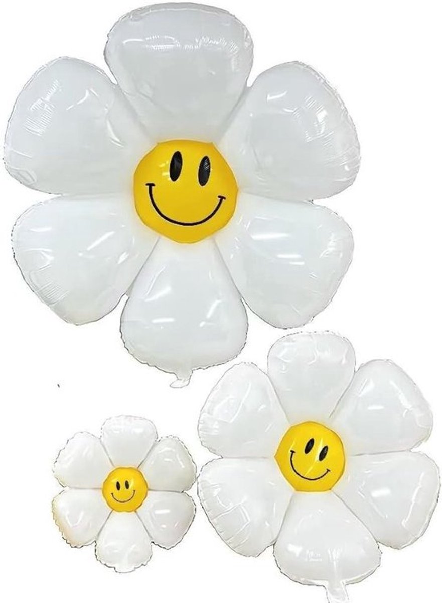 Allecto Plus - Daisy Ballonnen 3 stuks Party Zonnebloem Wit - Decoratie