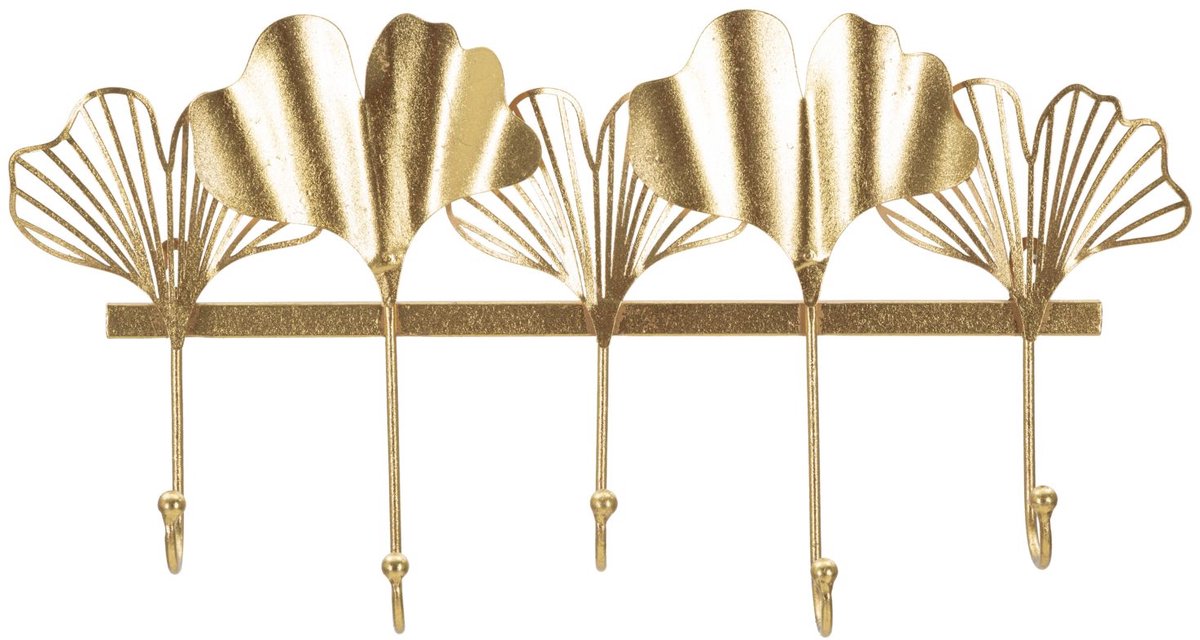 Mauro Ferretti Wandkapstok Hanger 5 Leaves 49,5×6×26,3 cm Goud
