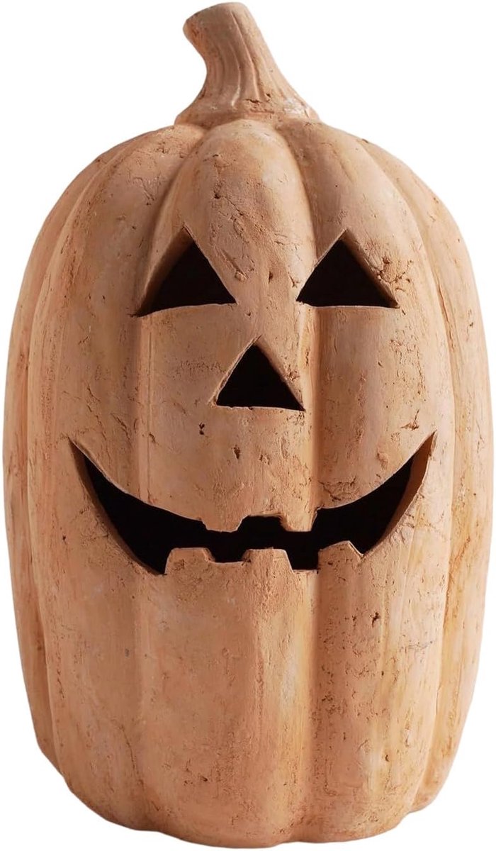 Pompoen Lantaarn - Jack O Lantaarns - Halloween Decoratie - Handgemaakt Hars - 21x35cm - Oranje