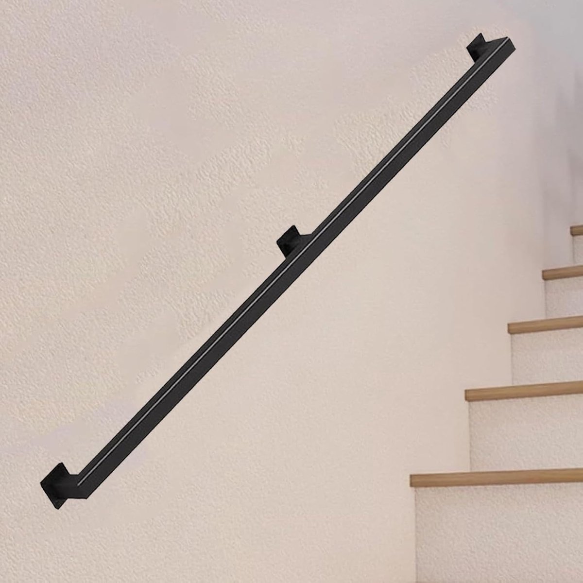 Trapleuning metaal - Grijpbeugel muur - Veilig traplopen - Op maat lengte - Tot 600 cm - Zwart