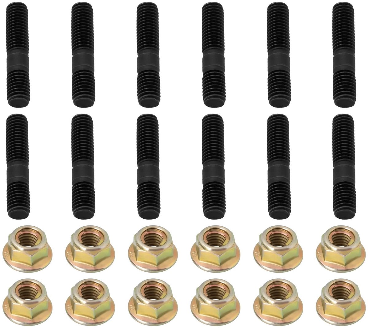 Dailygoods- Uitlaatstuds 12Pcs - M8 x 39 mm - Moeren M8 x 1,25 mm - Metaal - Vervanging uitlaatsysteem - Onderdeel voor auto onderhoud - Uitlaatbouten