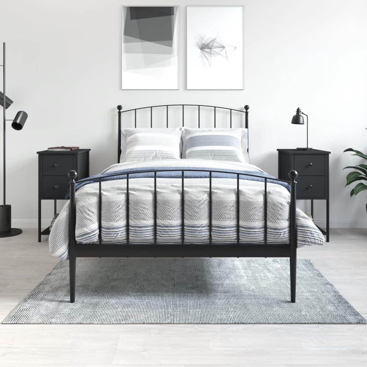 Nachtkastjes Set - Nachttafels Slaapkamer - Opbergen en Stabiliteit - Verstelbare Poten - 32 x 42 x 70 cm - Zwart