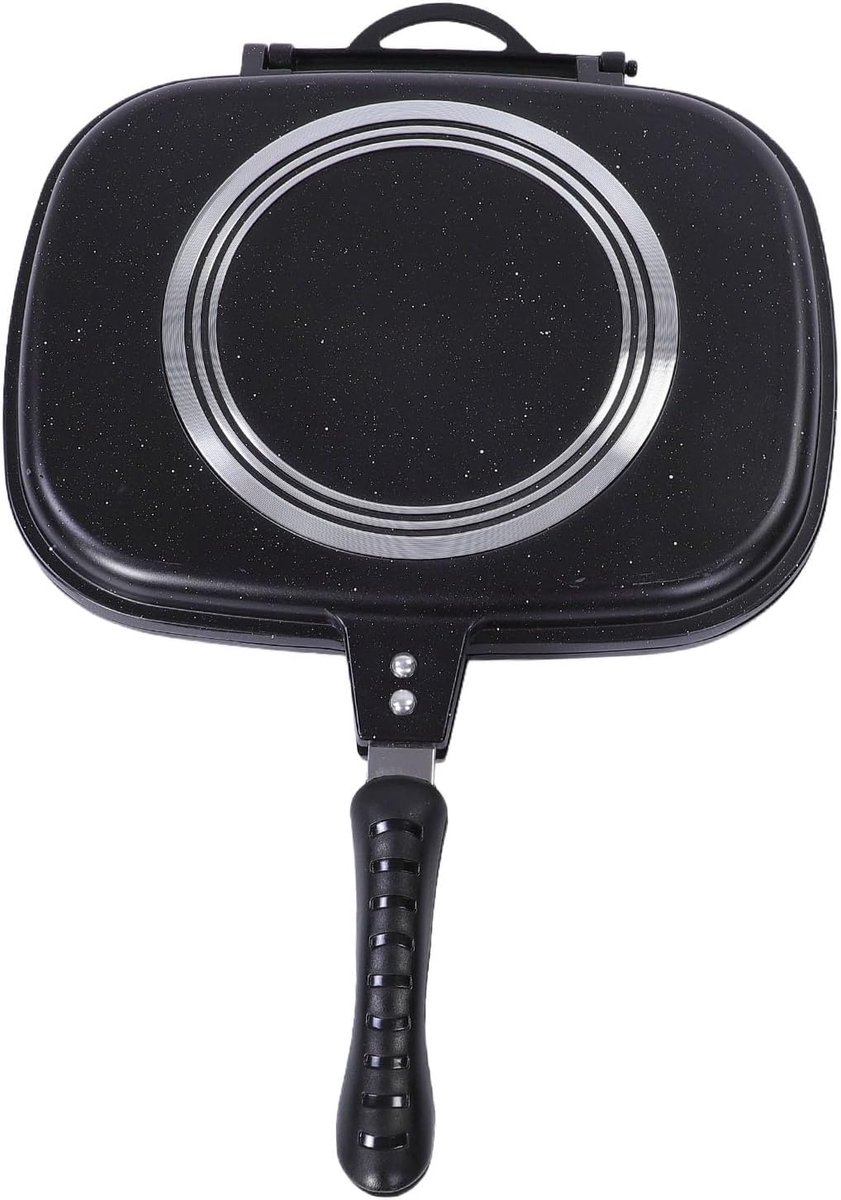 Dubbelzijdige Grillpan Omkeerbare Koekenpan Flip Pan Binnen en Buiten Koken Gelijk Tijdige Bereiding Twee Zijden Vierkant