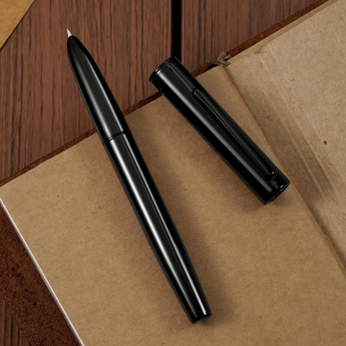 Dailygoods - HONG DIAN C1 Vulpen, fijne penpunt, glanzend zwart en klassiek retro design, metalen pen met inktconverter