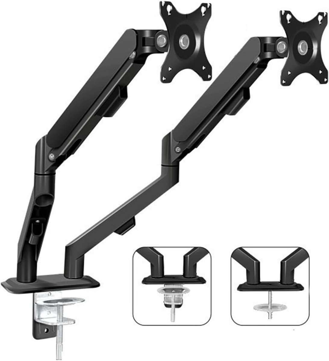Dubbele Monitor Arm - Bureauhouder Monitor - Ergonomisch Werken - Verstelbare Hoogte - 17-30 inch - Zwart