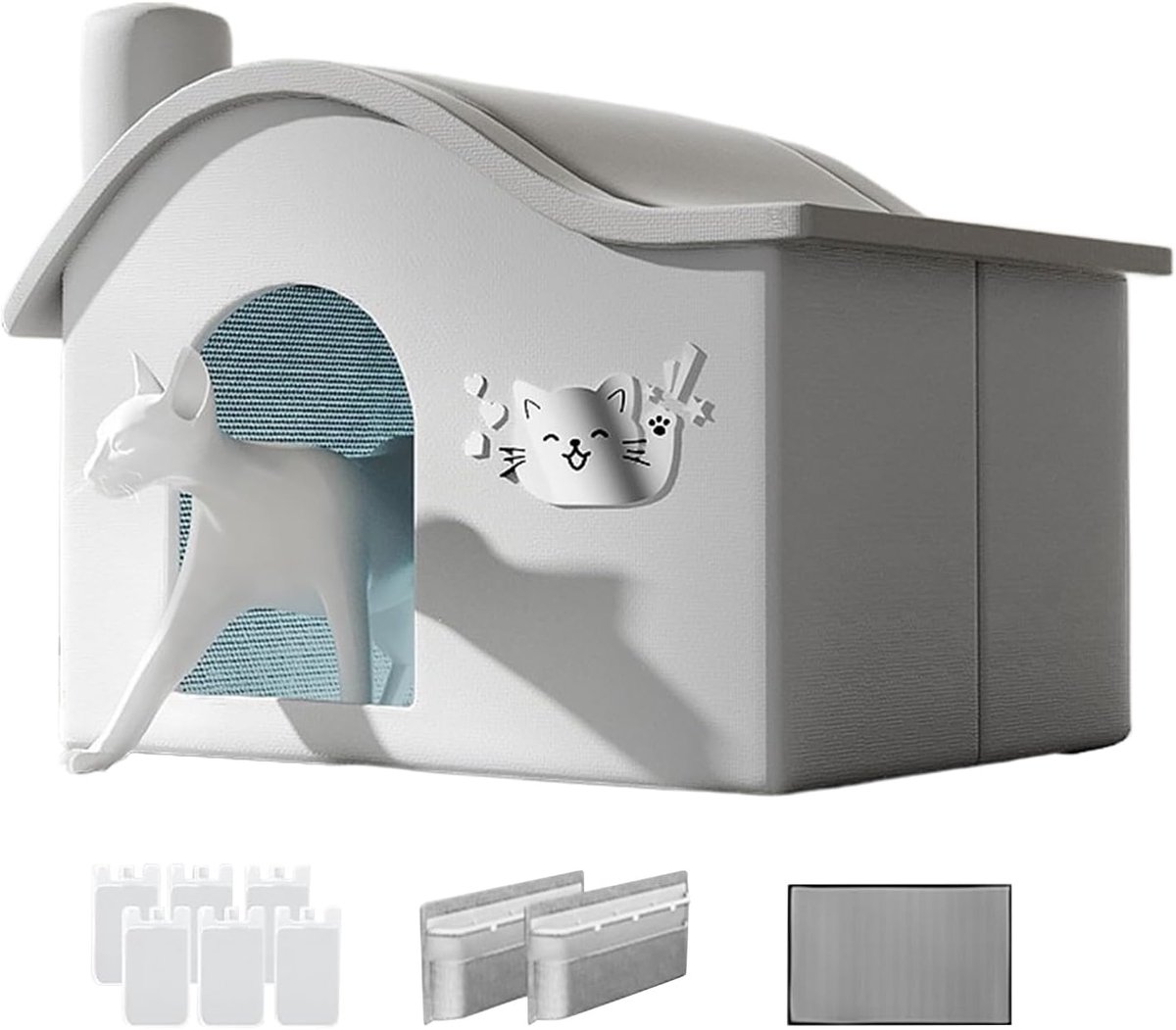 Koelbox Huisdieren - Reismand Kat Puppy - Comfortabel Reizen - Opvouwbaar Anti-bijt - 47x35x39 cm - Grijs