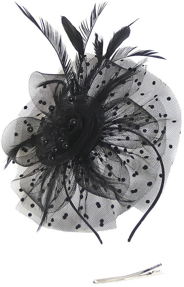 Dailygoods- Bowler Hoed Vintage Mesh - Bloemenpatroon - Dames/Meisjes - Taille Uniek - Zwart - Elegante Stijl